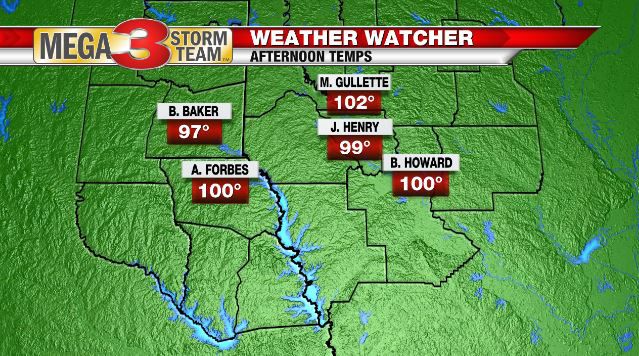 South ArkLaTex Weather Watcher Highs Today